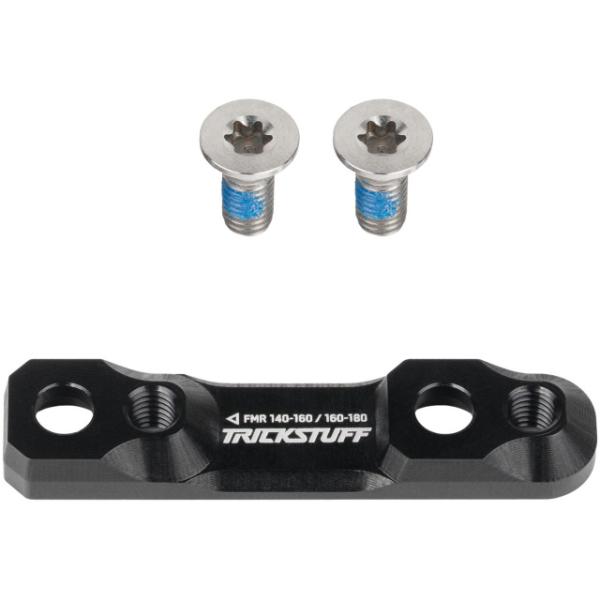 Trickstuff Flatmount Adapter 140/160 - 160/180 hinten Schwarz inkl. Titanschrauben  Schwarz, Silber