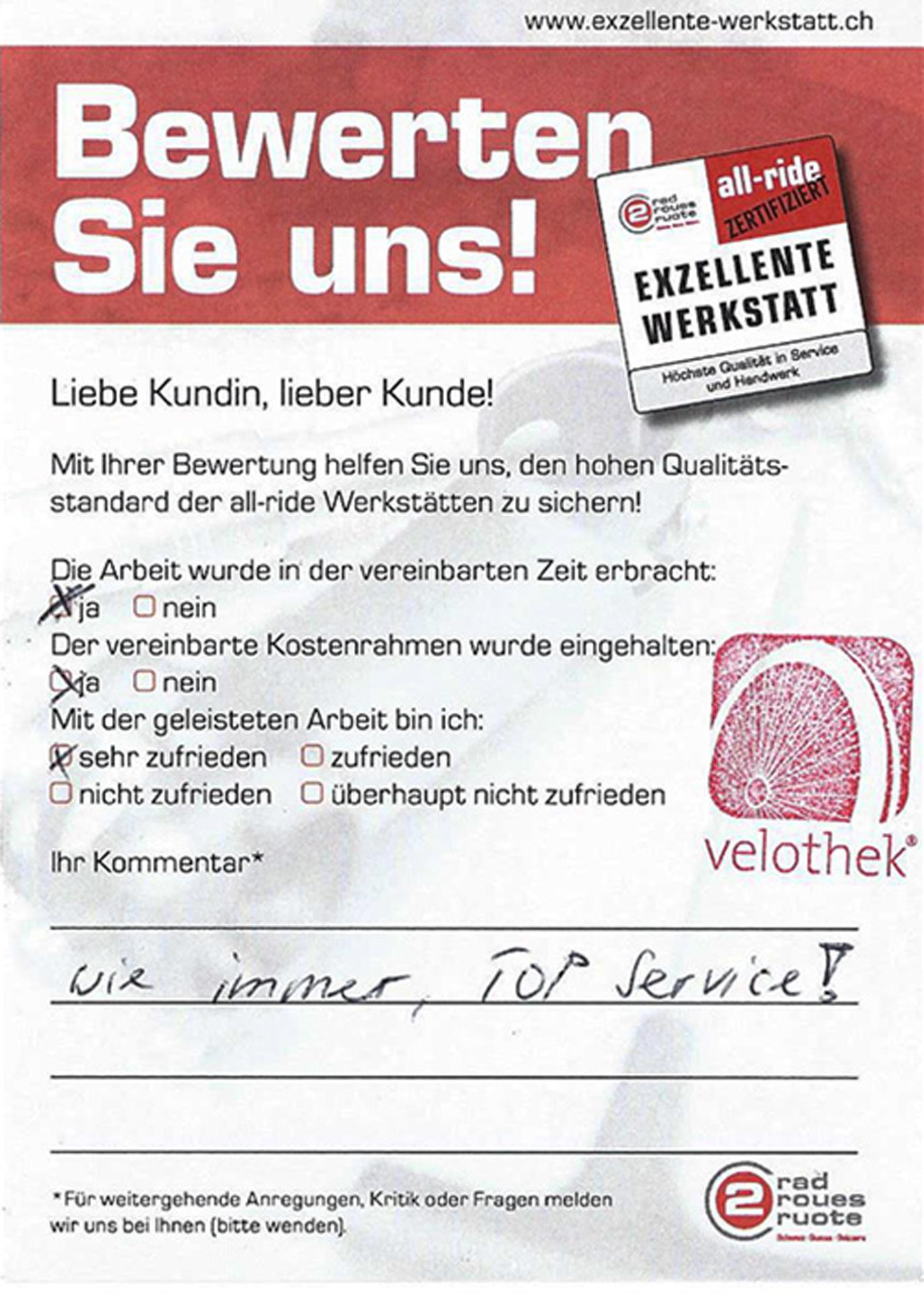  - Velothek AG B&uuml;tschwil