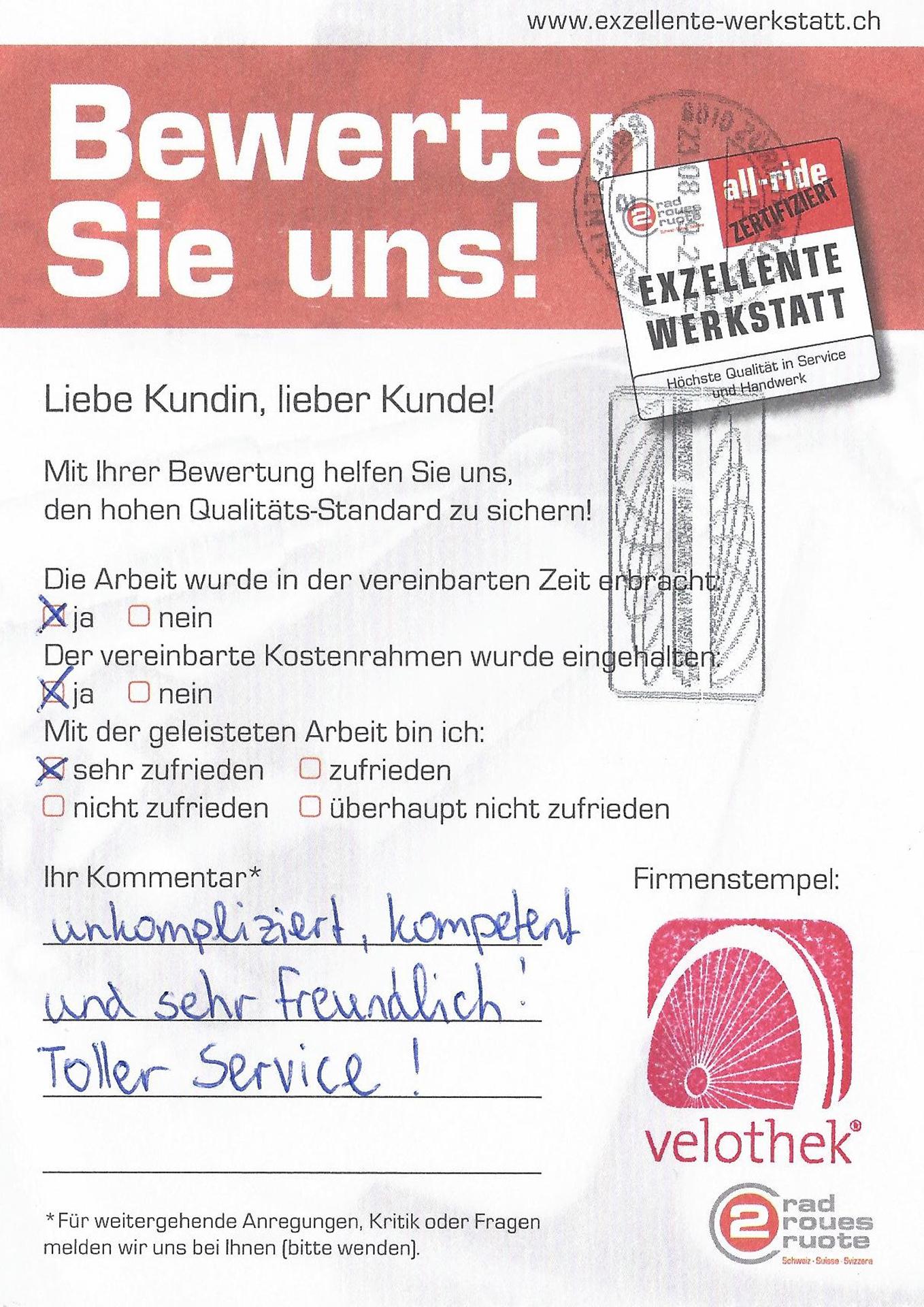  - Velothek AG B&uuml;tschwil